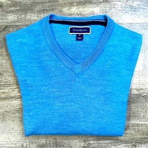 CLUB ROOM Men's Sweater Medium Size Blue color US 52% MERINO WOOL 48% ACRYLIC